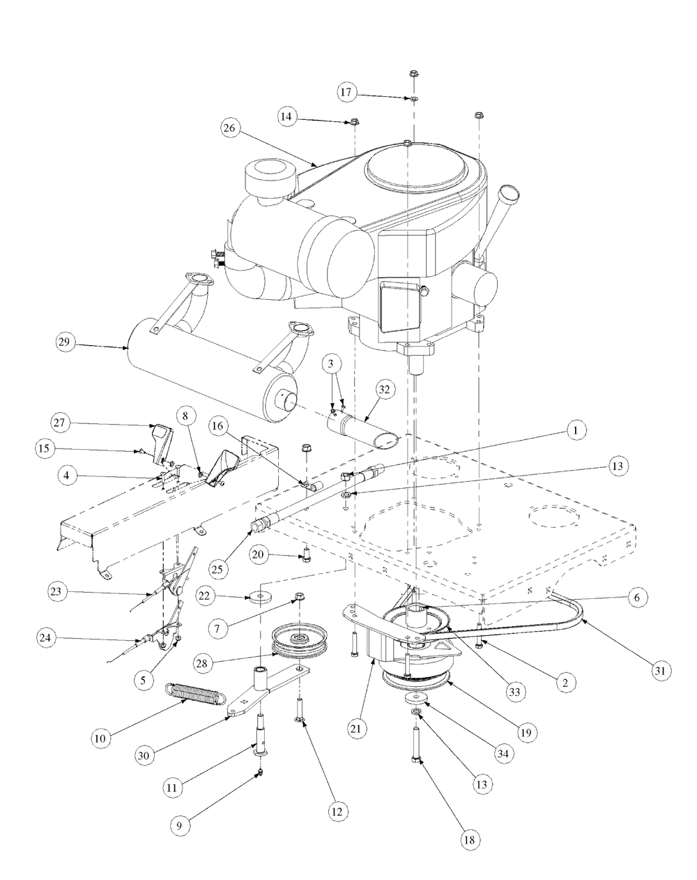 Kawasaki Engine Assembly Diagram and Parts List for M60-KW ROPS-53BH5D8X750-25HP-OHV Cub Cadet Lawn Tractor